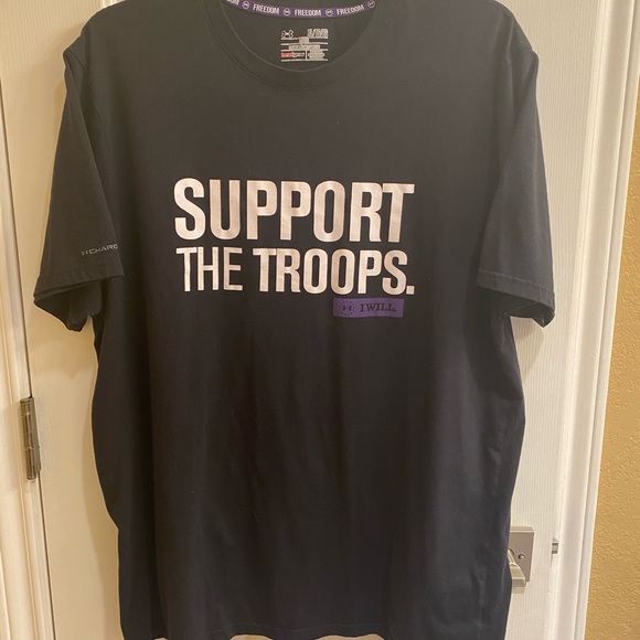 Under Armour UA "Support The Troops - I Will" Black Tee Shirt T-Shirt Sz XL EUC - Picture 2 of 7